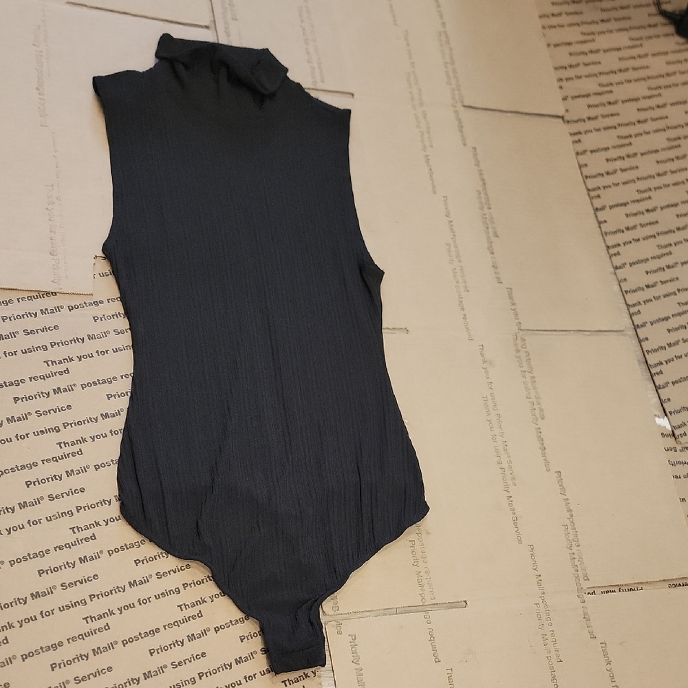 Free People Women Charcoal Sleeveless Bodysuit